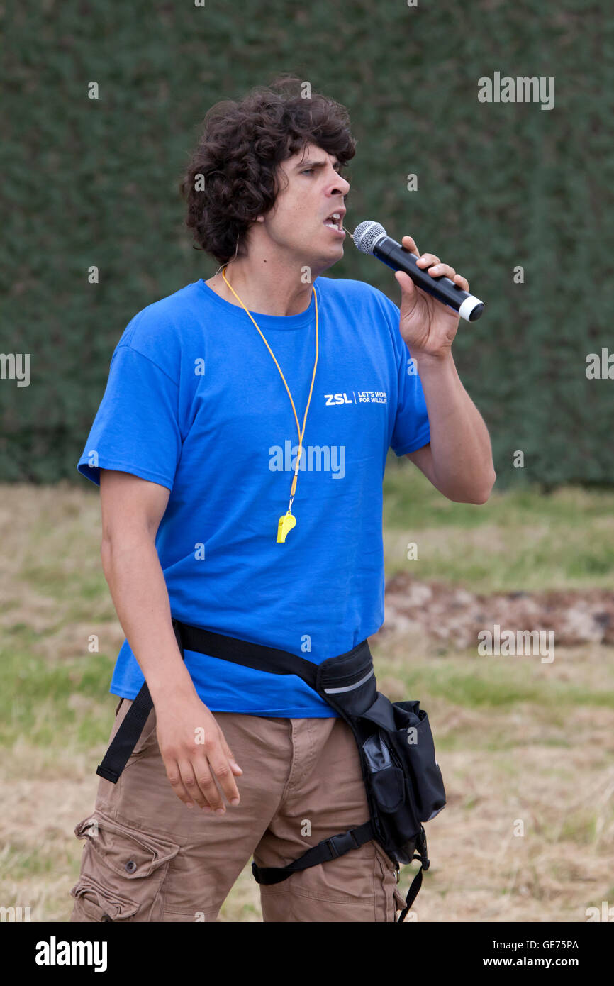 Hertfordshire, England, Circa July 2016, Andy Day, Actor and wildlife presenter at a live wildlife show Stock Photo