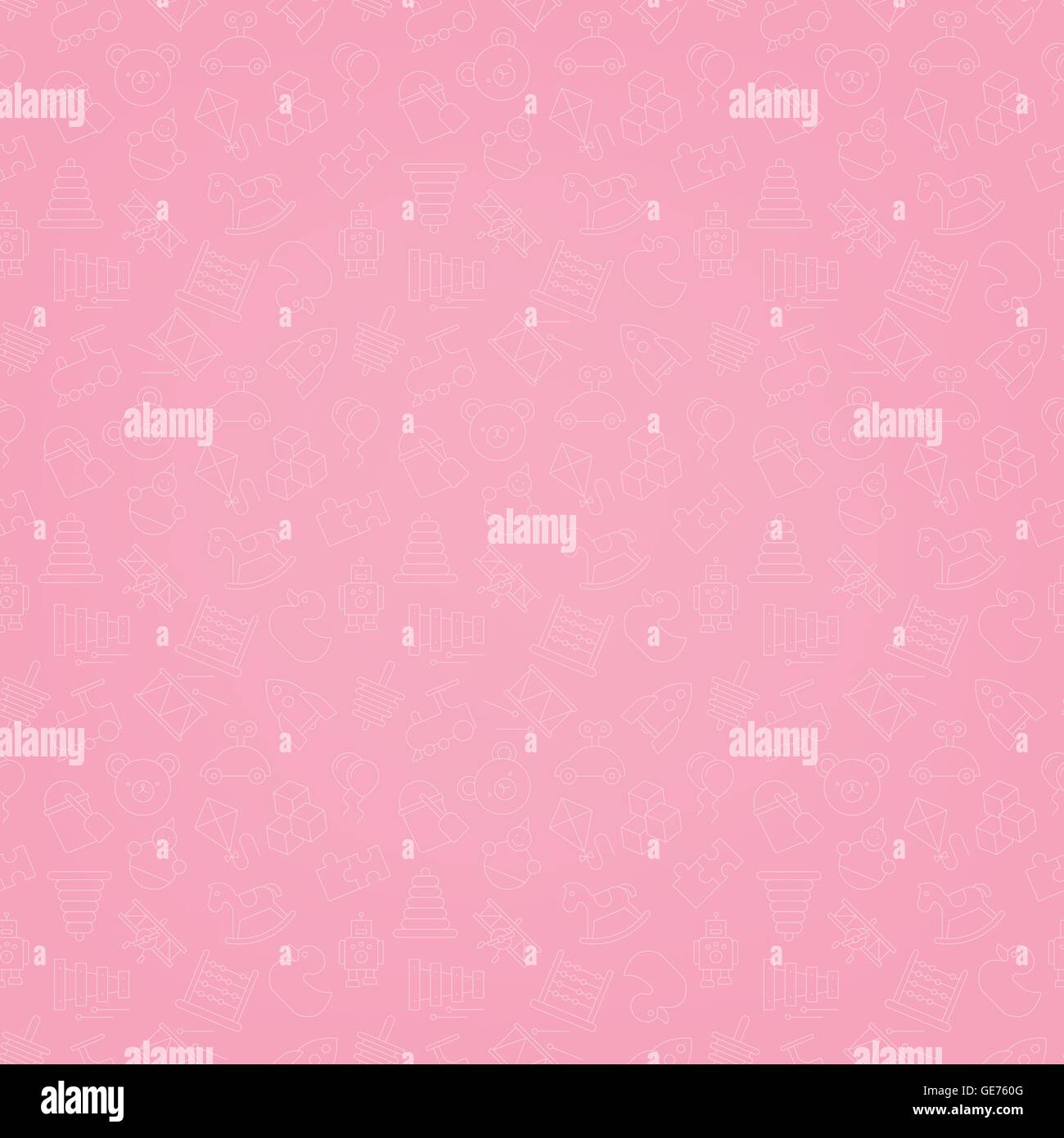 Pink seamless background pattern of toys icons Stock Vector