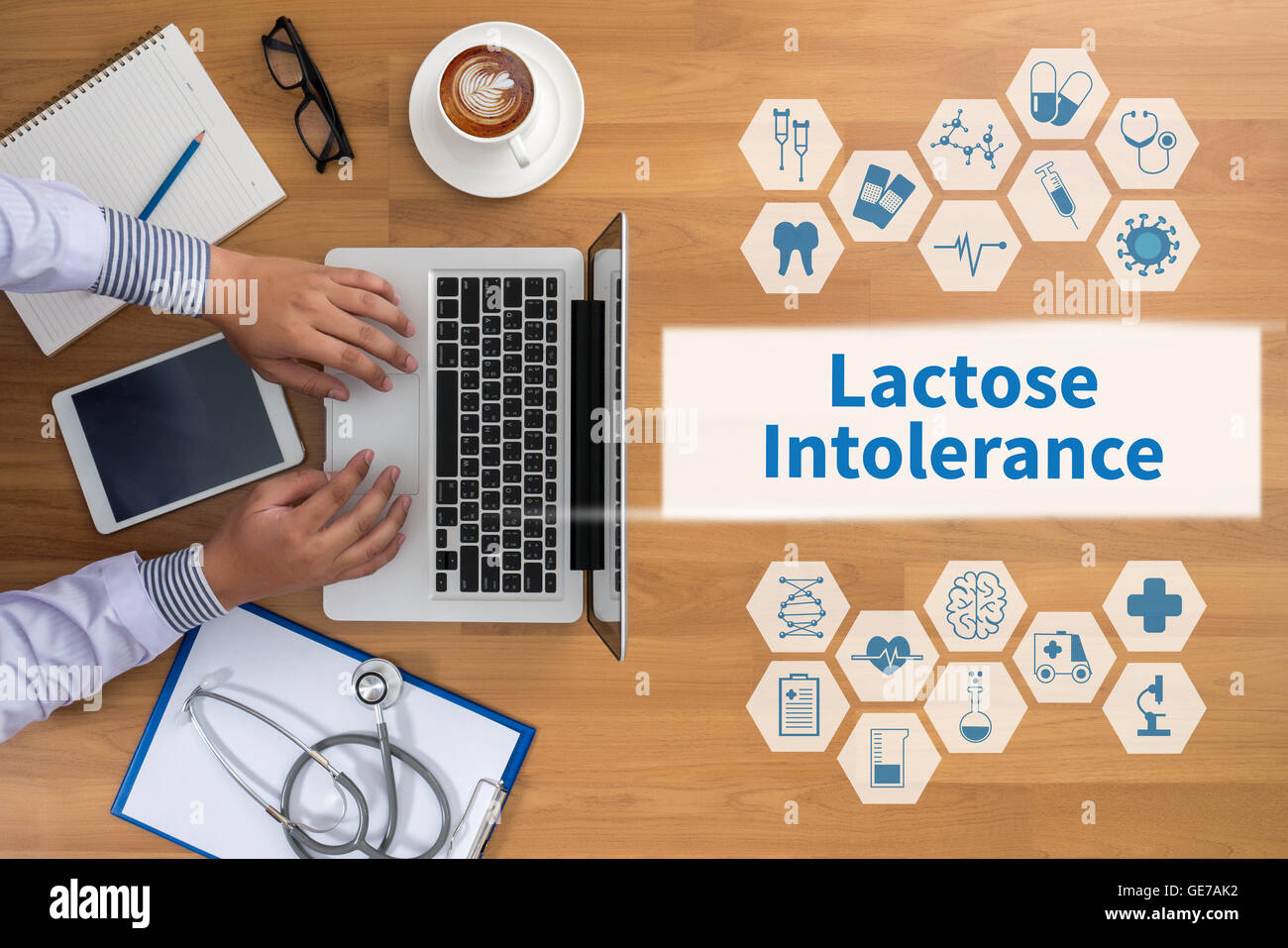 Lactose Intolerance Professional doctor use computer and medical