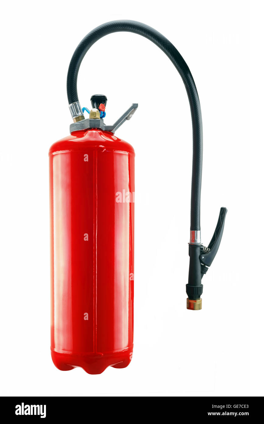 red fire extinguisher isolated  and its on white background Stock Photo