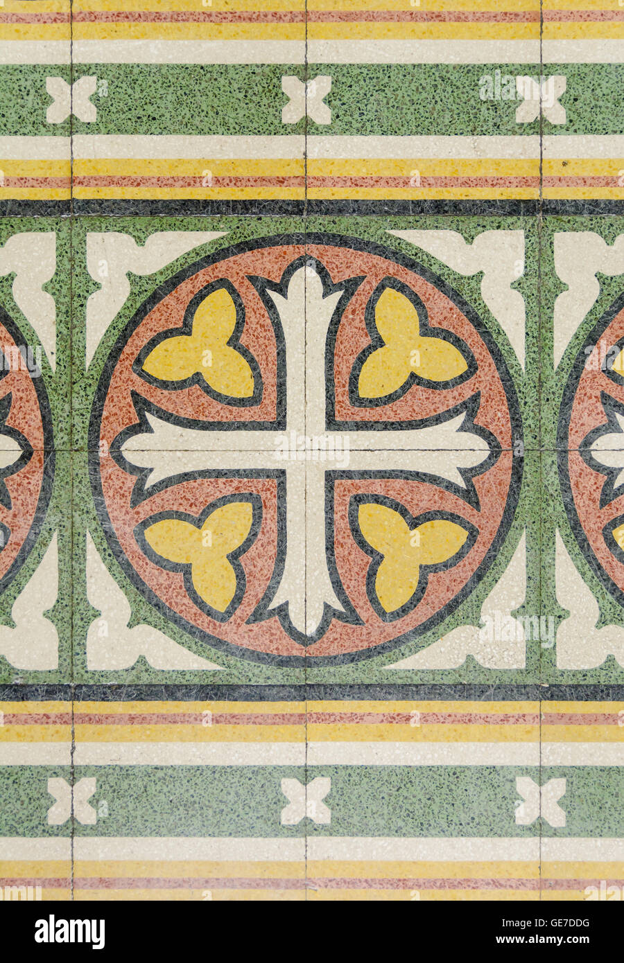 tiles on the floor in an ancient form of a cross Stock Photo