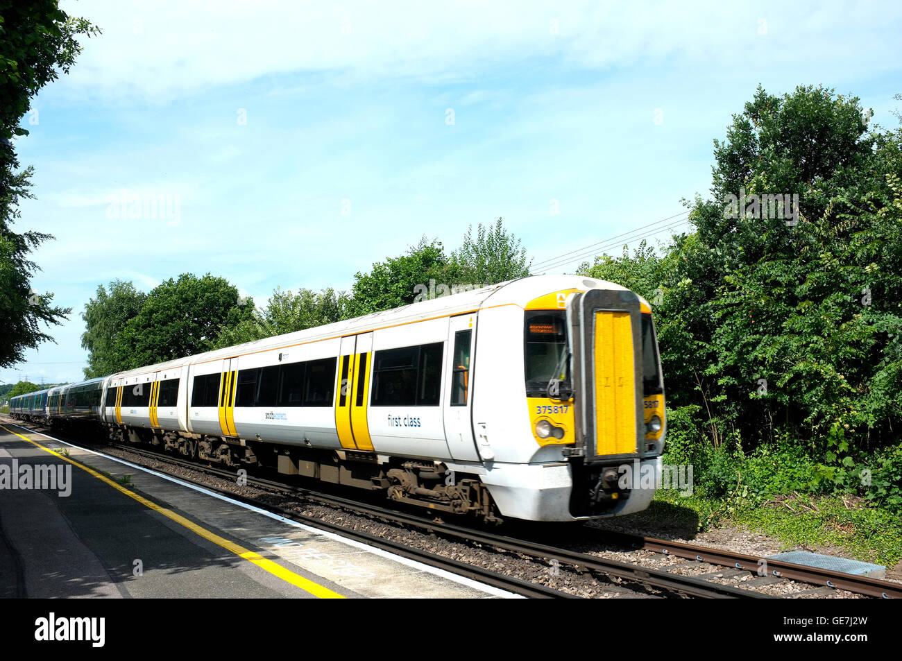 south eastern main line train passing through sturry east kent station uk july 2016 Stock Photo