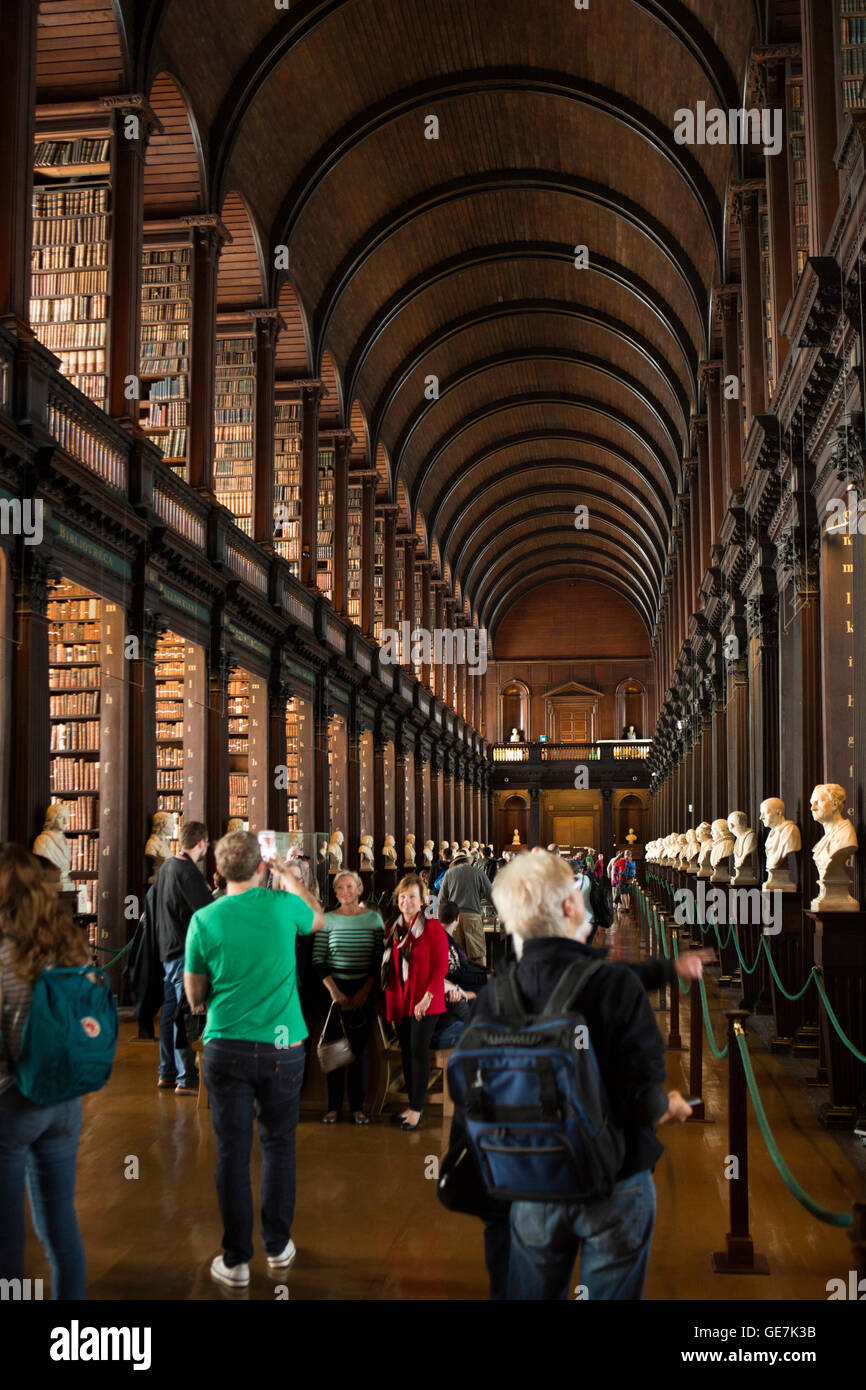 Ireland, Dublin, Trinity College, Long Room Library Stock Photo