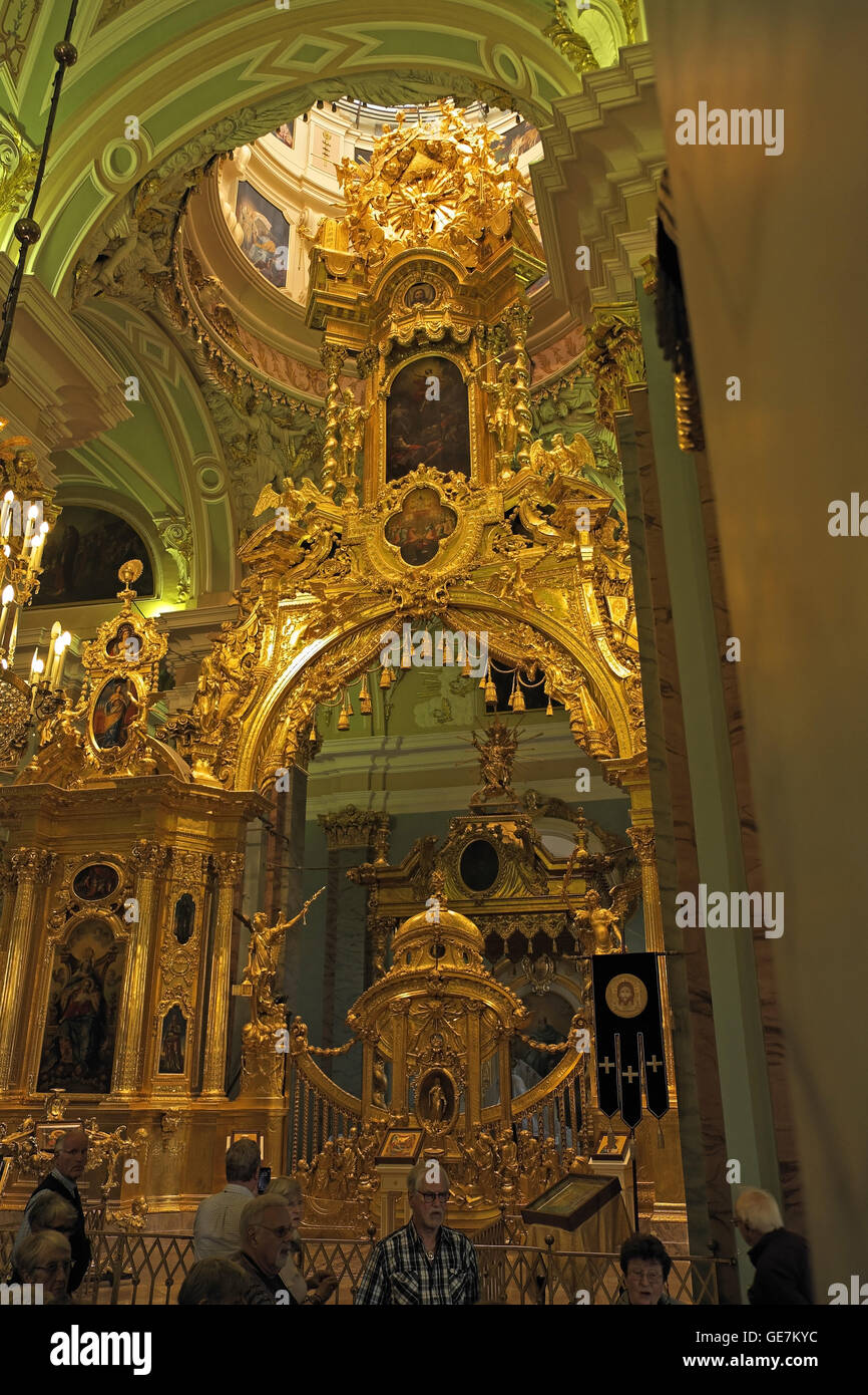 Main altar of Cathedral of Saints Peter and Paul, Fortress of Saints Peter and Paul, St Petersburg, Russia. Stock Photo