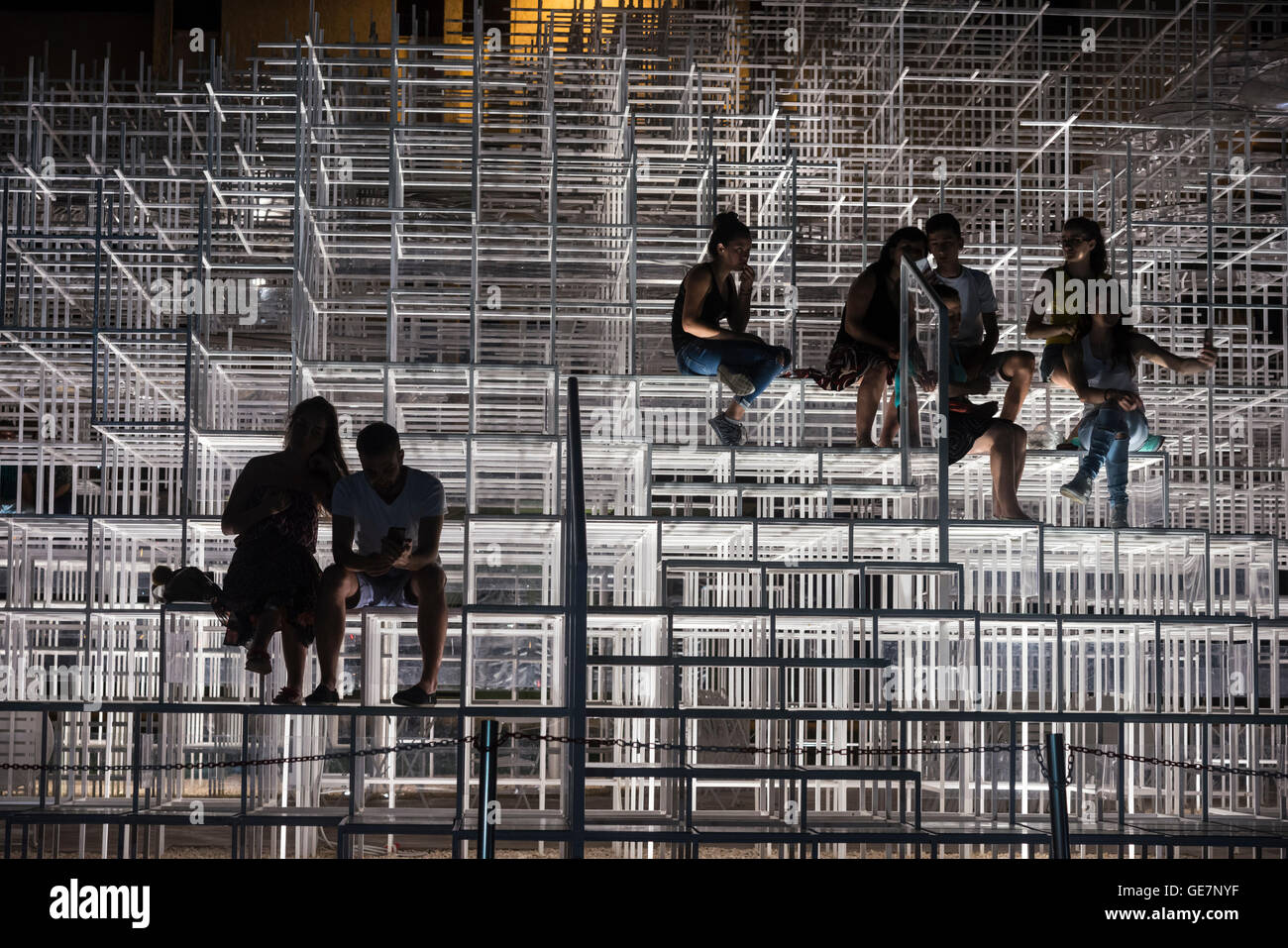The Cloud Pavilion art installation designed by Architect Sou Fujimoto, on the edge of Skanderbeg Square, Tirana, Albania, Stock Photo