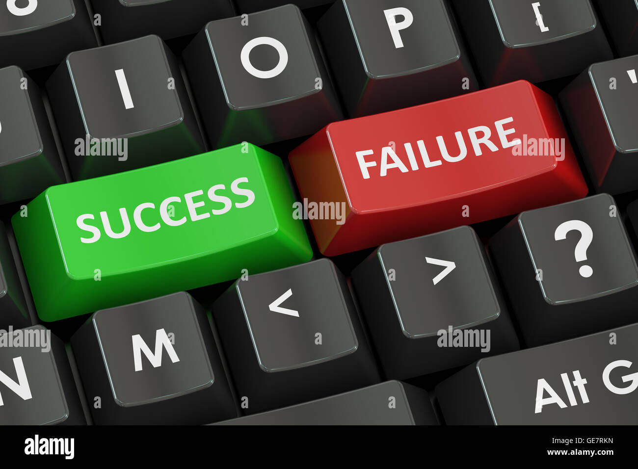 Success and Failure concept on the black keyboard, 3D rendering Stock Photo
