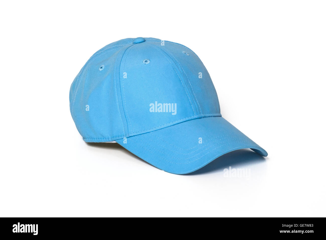 Light blue adult golf or baseball cap on white background Stock Photo
