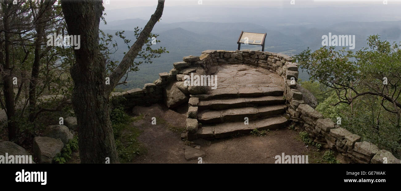 The Thunder Hill Overlook adjacent to the Blue Ridge Parkway in Virginia Stock Photo