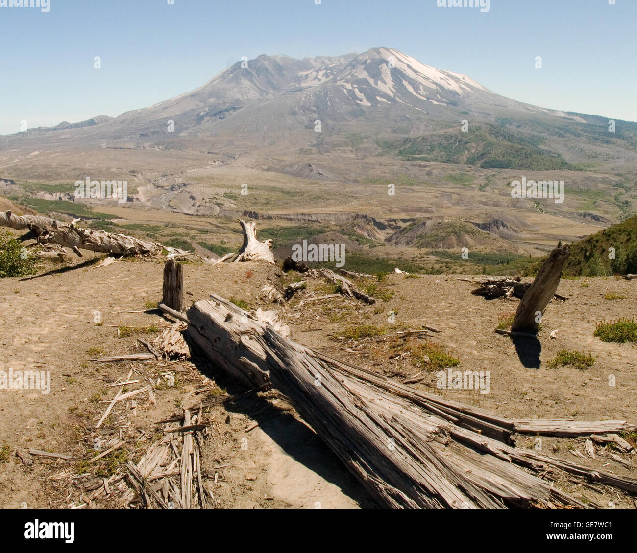 Mount St. Helens is an active volcano in Washington State in the United States' Pacific Northwest. Stock Photo