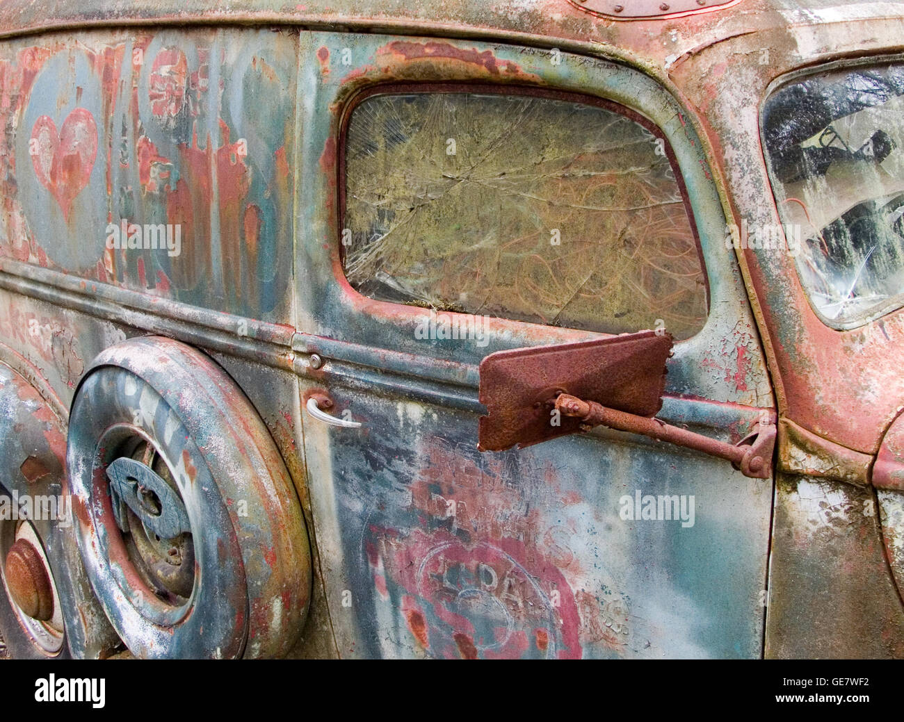 An abandoned Ford truck makes the subject for this nostalgic photo abstract. Stock Photo