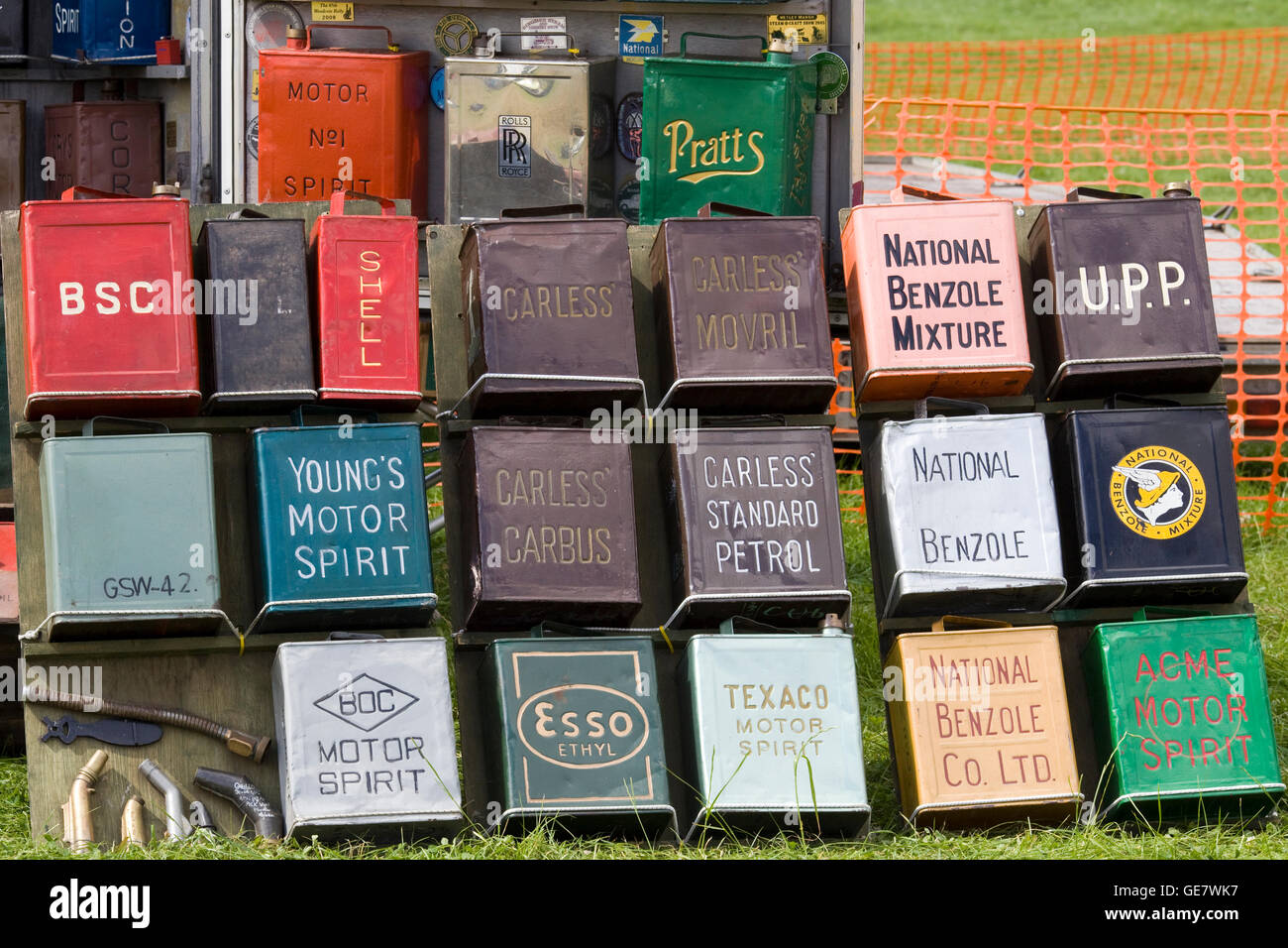 A collection of Oil cans Stock Photo