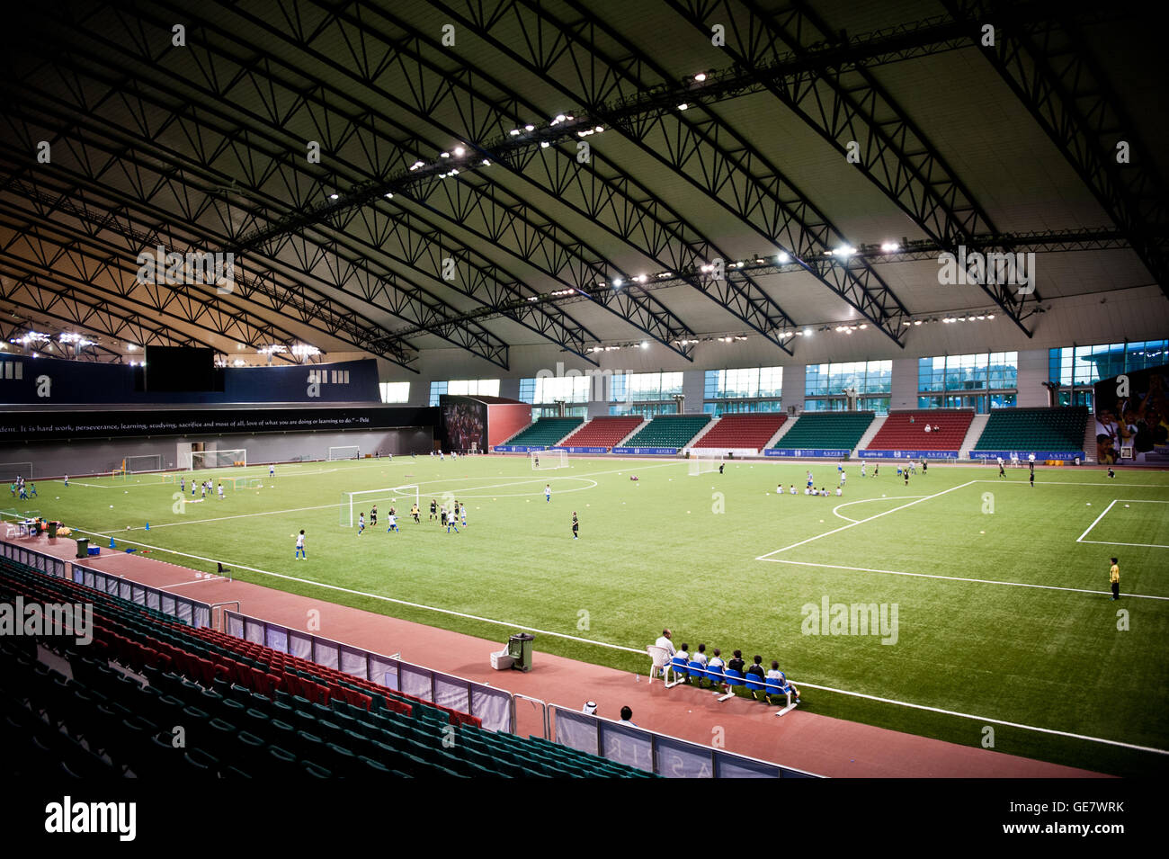 An interior view of the football field at Aspire Academy for Sports  Excellence in Doha, Qatar Stock Photo - Alamy