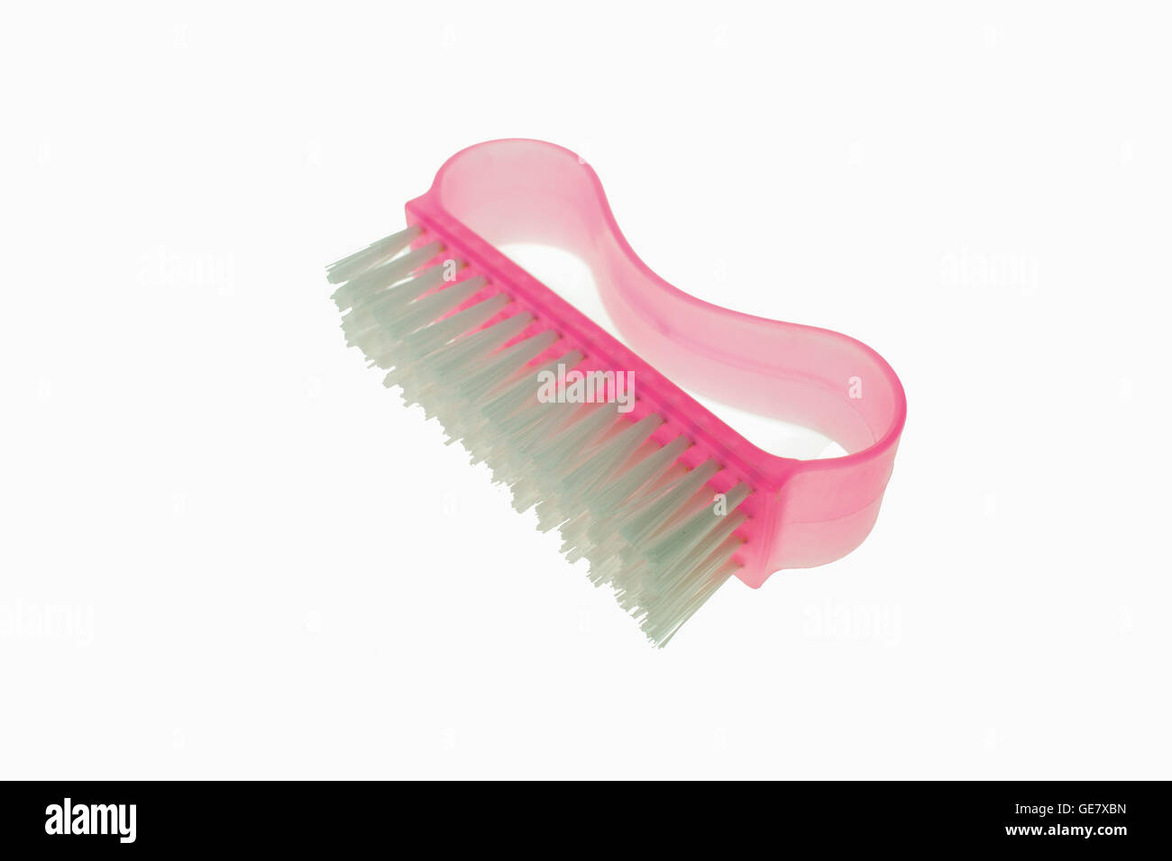 pink clothes brush, on white background Stock Photo