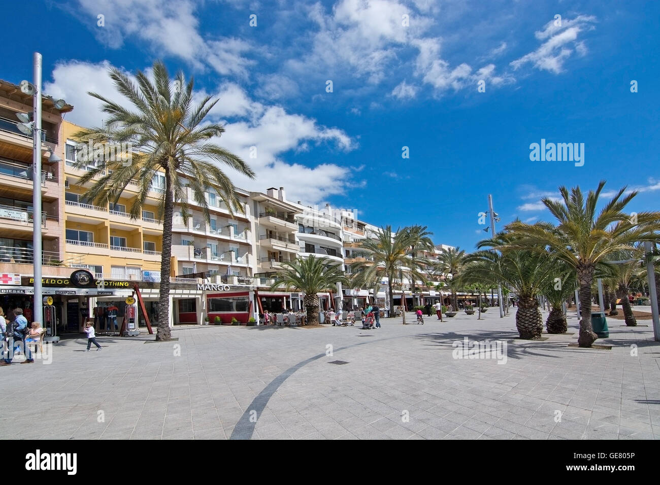 Open view near the harbor in Puerto Alcudia, Mallorca, Balearic islands,  Spain on April 3, 2016 Stock Photo - Alamy