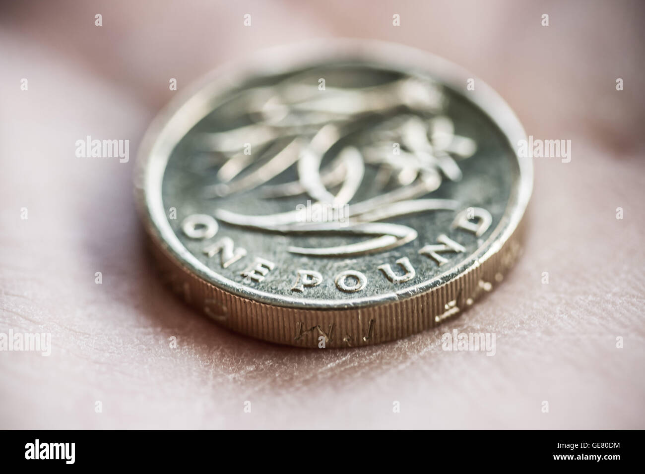 British £1 pound coin sterling currency Stock Photo