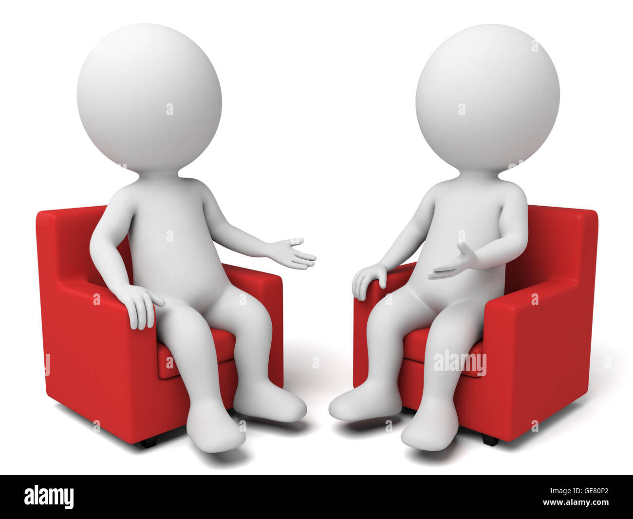 Two 3d people are having a discussion Stock Photo