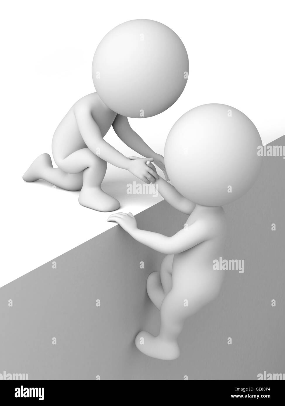 The 3d people are climbing the wall Stock Photo - Alamy
