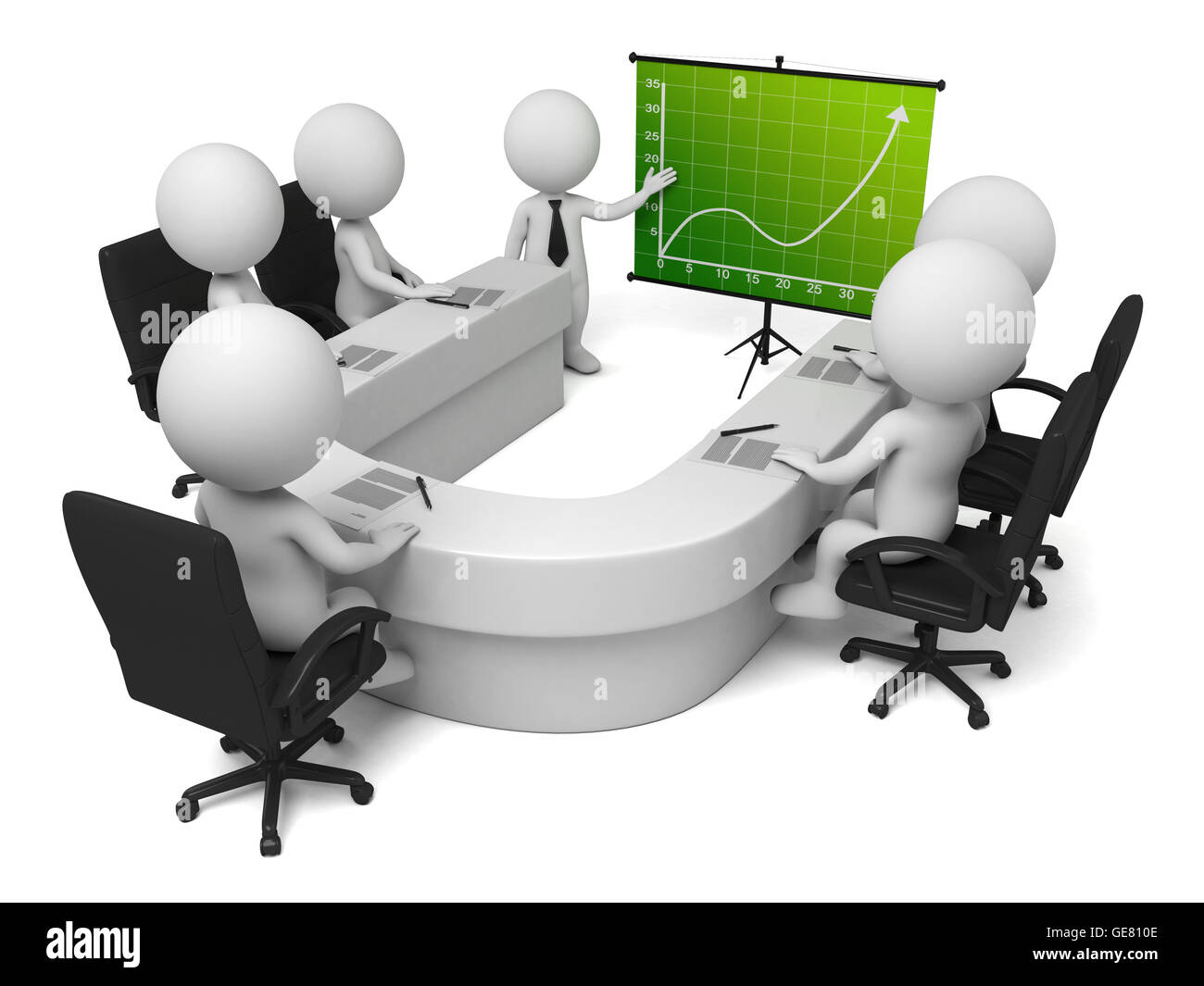 The 3d people are talking about a up trend curve Stock Photo