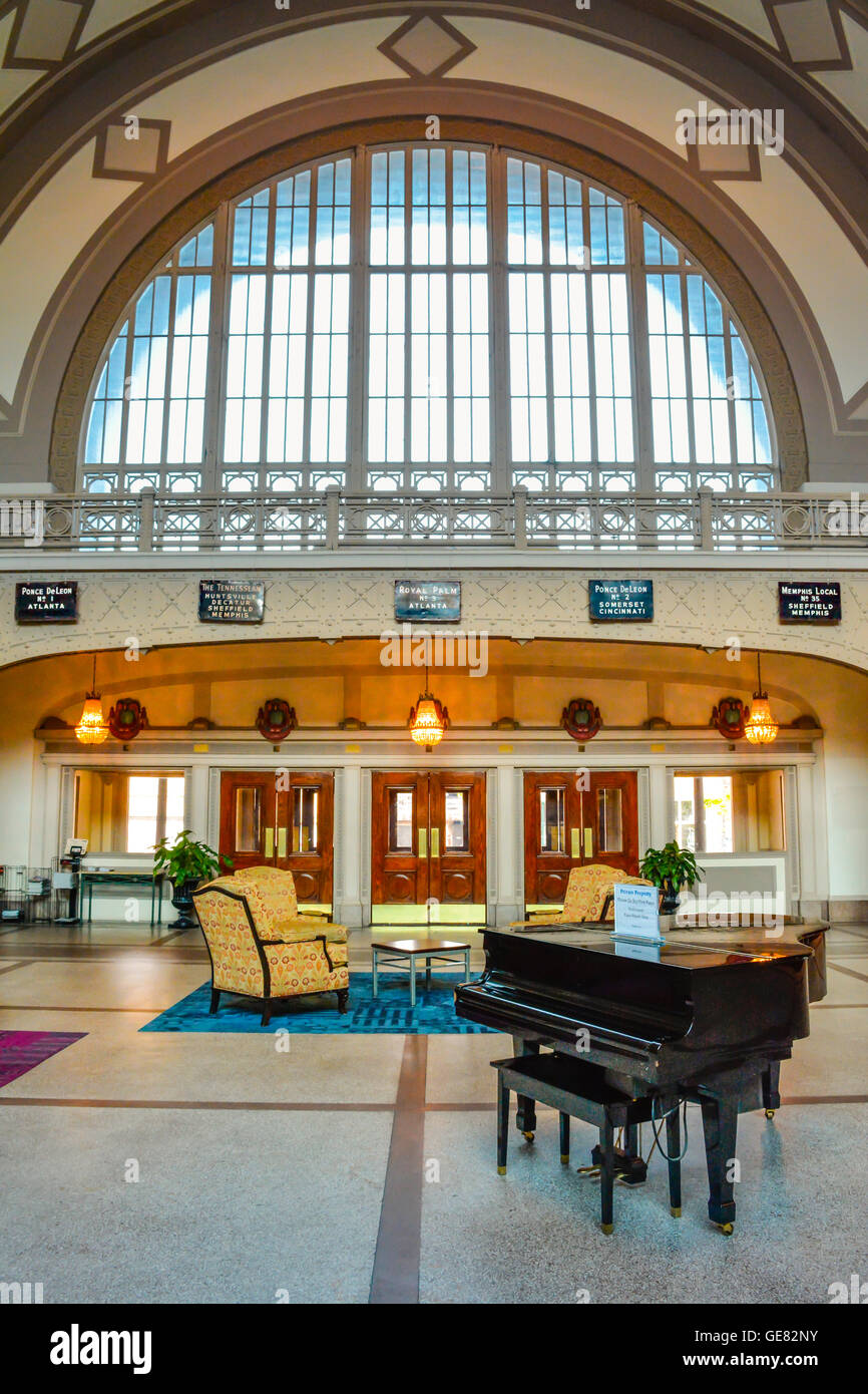 Beautiful interior of the lobby of the historic Chattanooga Choo Choo Hotel in TN, named after the famous Glenn Miller song Stock Photo