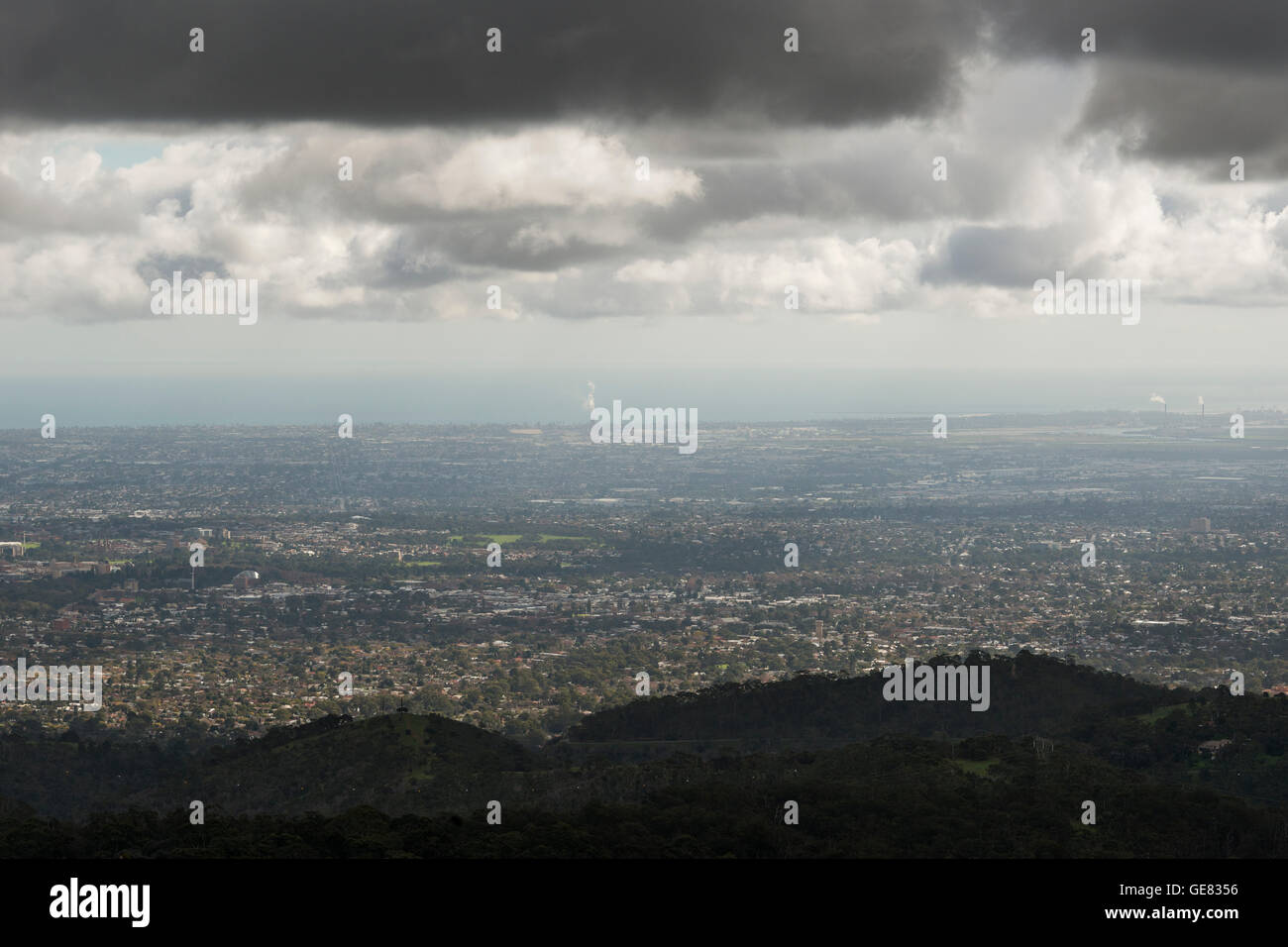 The view of Adelaide from The Summit Restaurant, Cafe and Function Centre. Stock Photo
