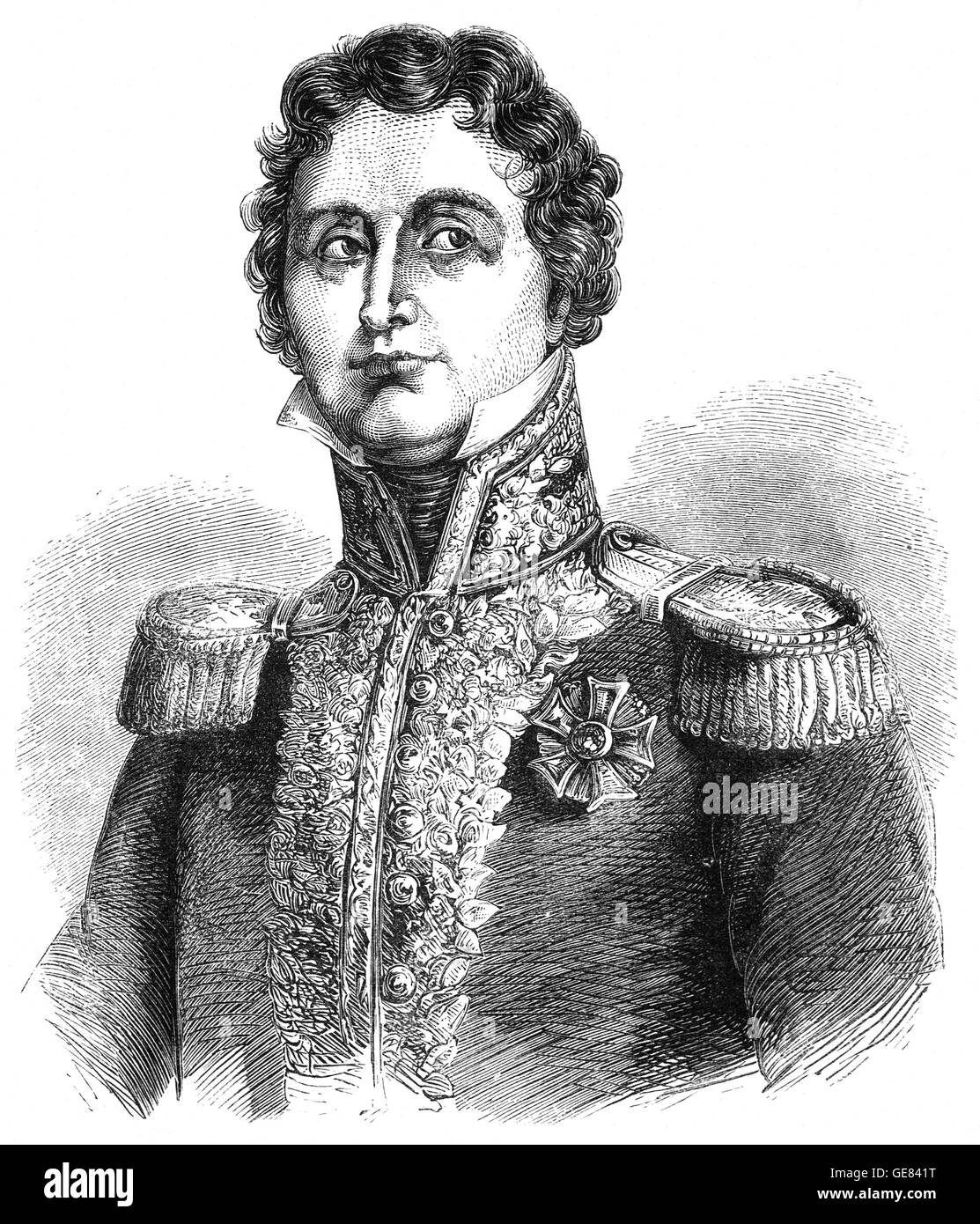 Marshal General Jean-de-Dieu Soult  (1769 – 1851), was a French general and statesman, named Marshal of the Empire in 1804 and often called Marshal Soult. He also served three times as President of the Council of Ministers, or Prime Minister of France. Stock Photo