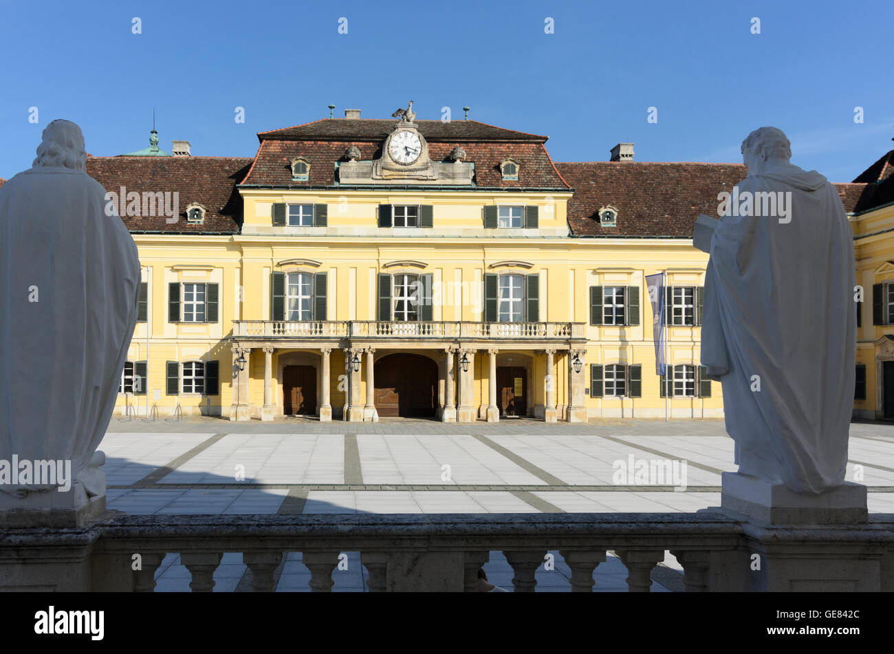 Laxenburg: square Schlossplatz, palace Blauer Hof, Austria, Niederösterreich, Lower Austria, Wienerwald, Vienna Woods Stock Photo