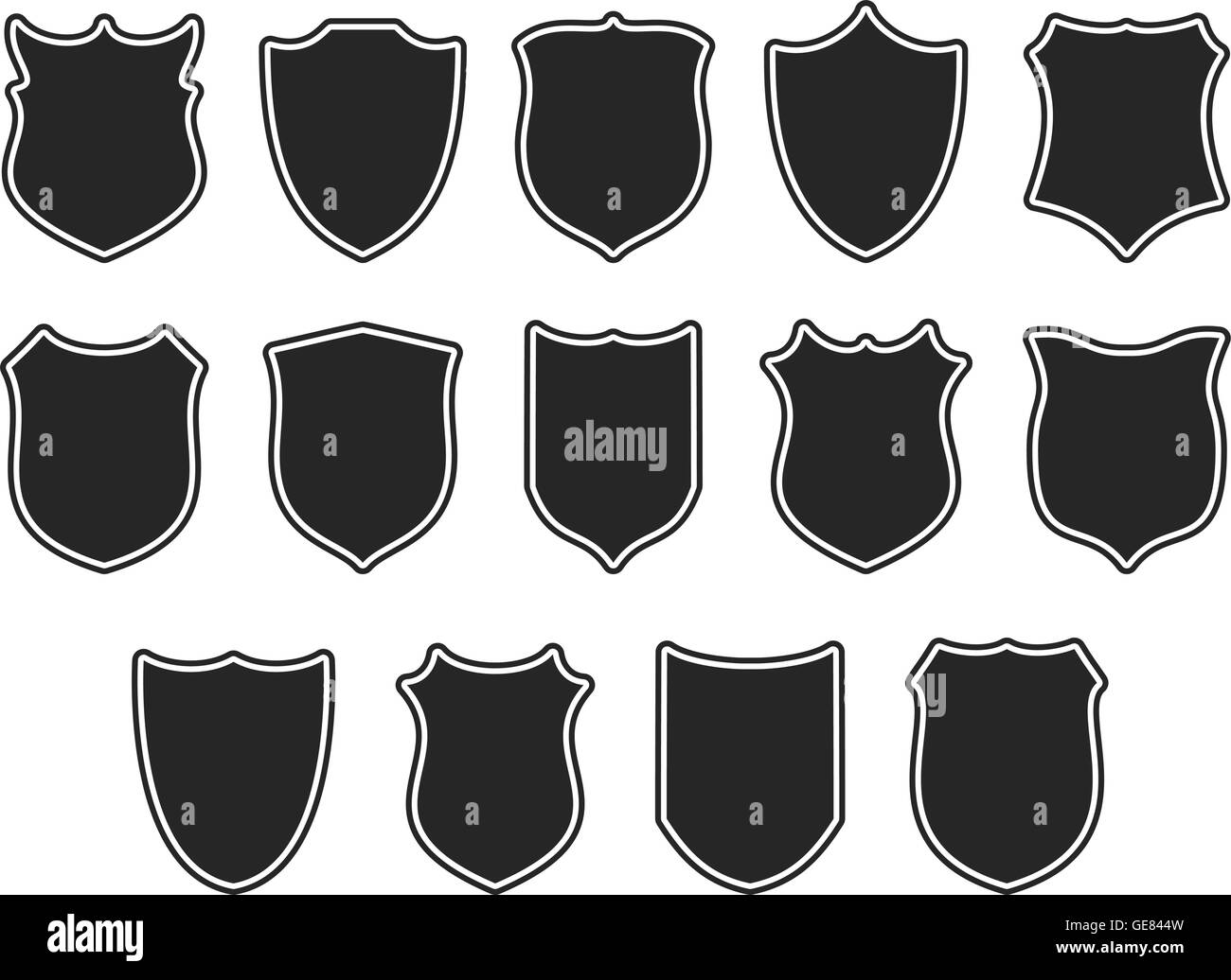 Set of shields isolated on white Stock Vector