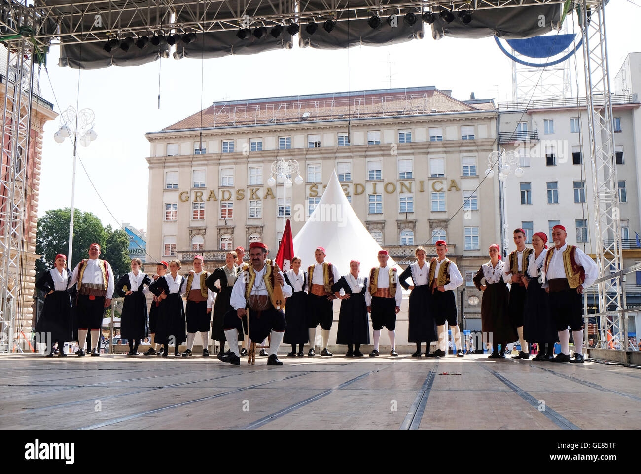 Members of folk group from Osojnik, Croatia  during the 50th International Folklore Festival in center of Zagreb, Croatia Stock Photo