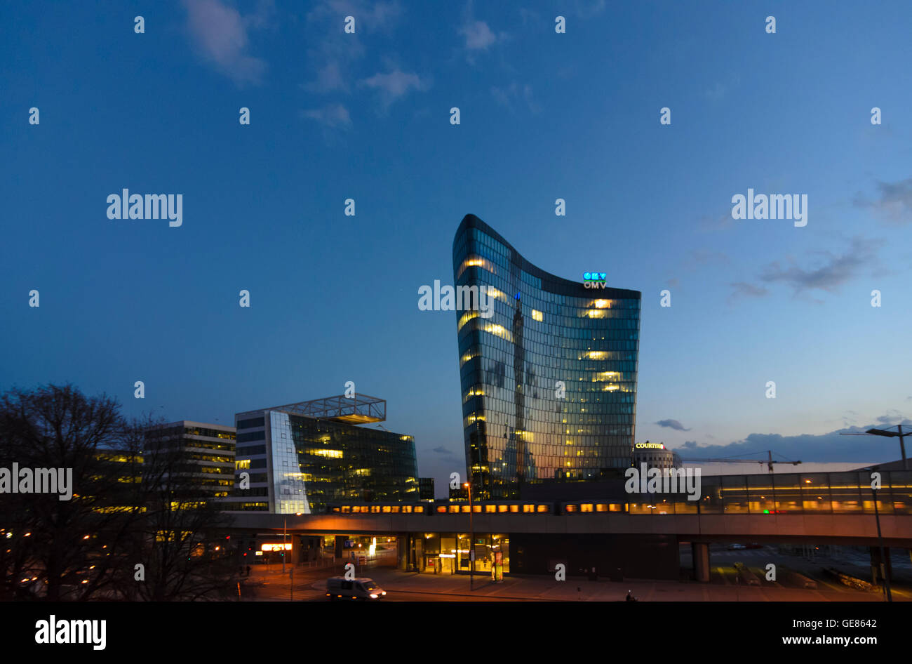 Wien, Vienna: Headquarters of OMV and metro line 2, Austria, Wien, 02. Stock Photo