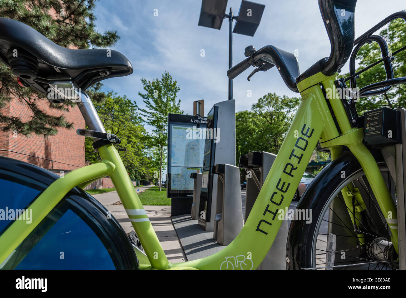 Nice Ride Minneapolis Bike Share Program Abbott Station Stock Photo