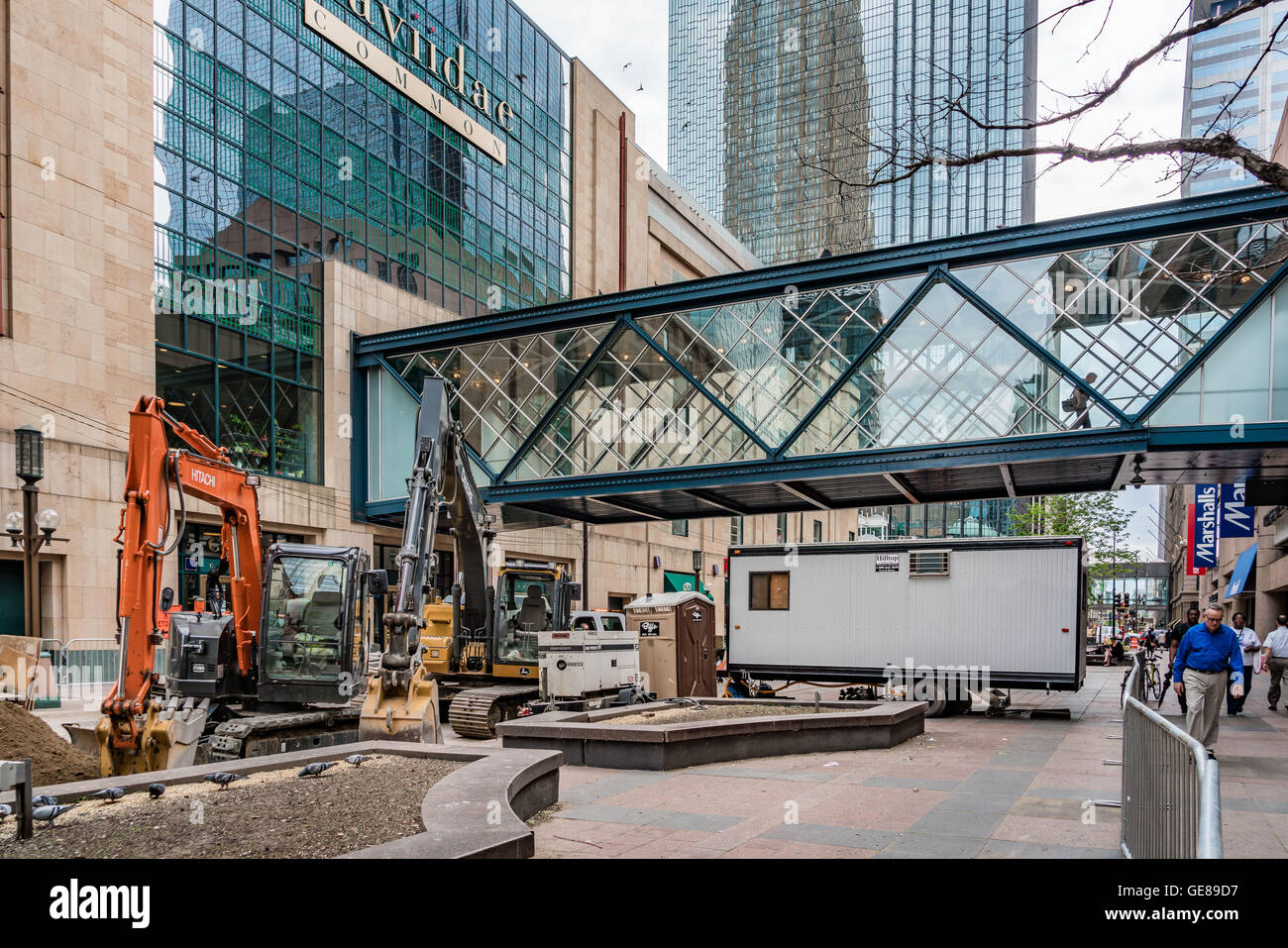 Nicollet Mall Road Closed - Downtown Minneapolis Construction Stock Photo