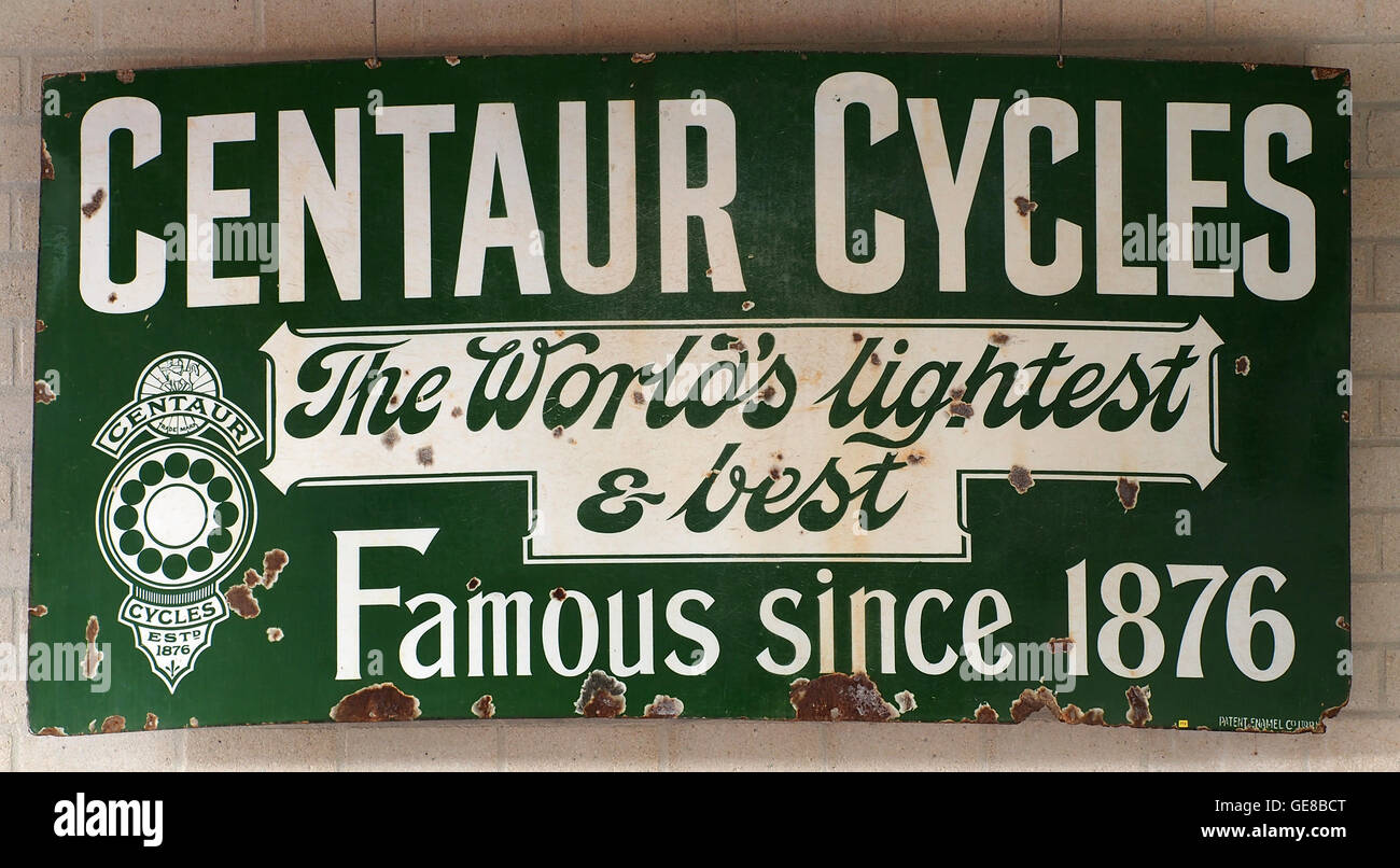Centaur Cycles, Emaille reclamebord Stock Photo
