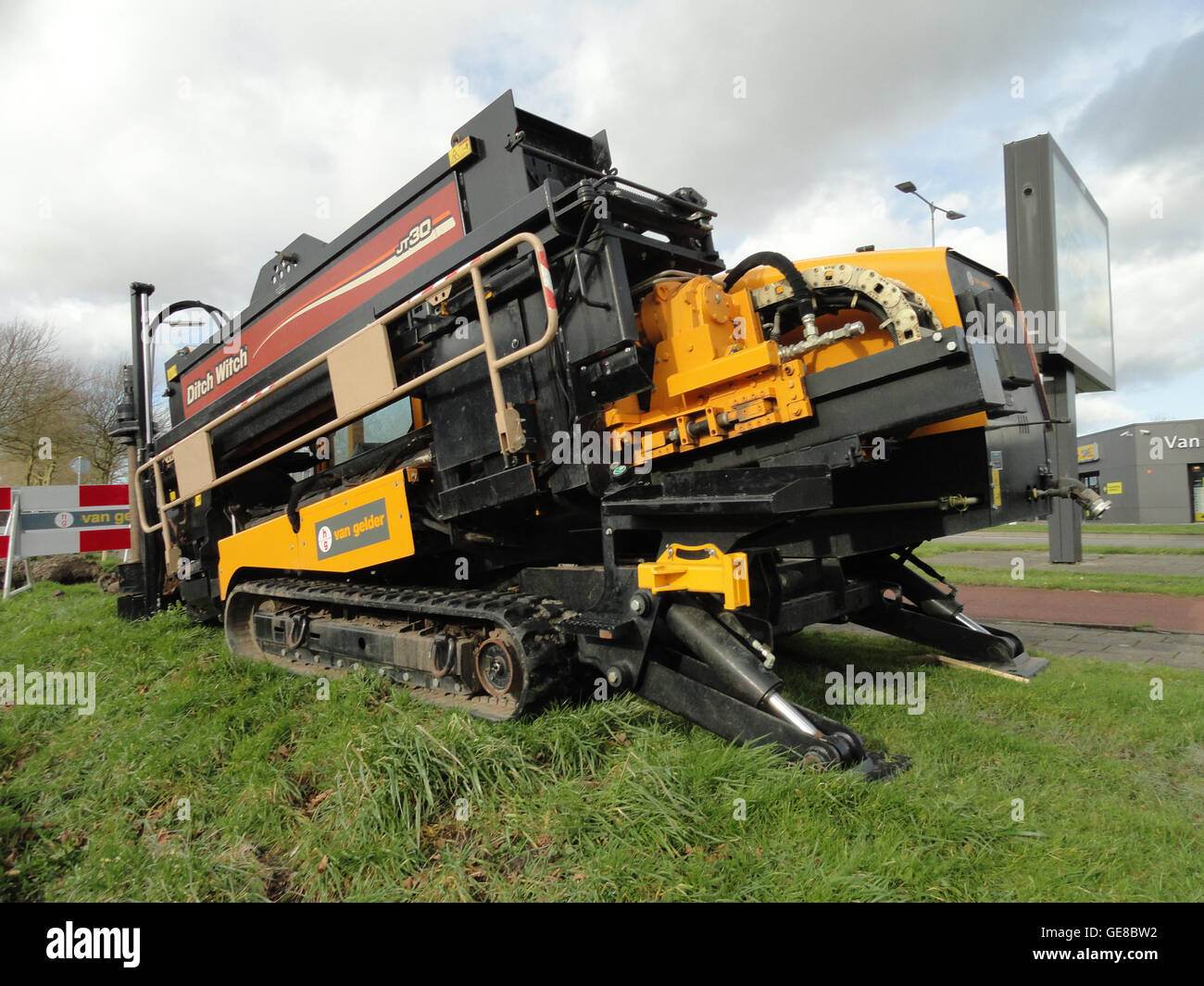 The Ditch Witch JT30 is a modern trenching machine designed for efficient underground installation of utilities. This equipment is used for directional boring and trenching in construction projects that require digging along pipelines and cable lines. Stock Photo
