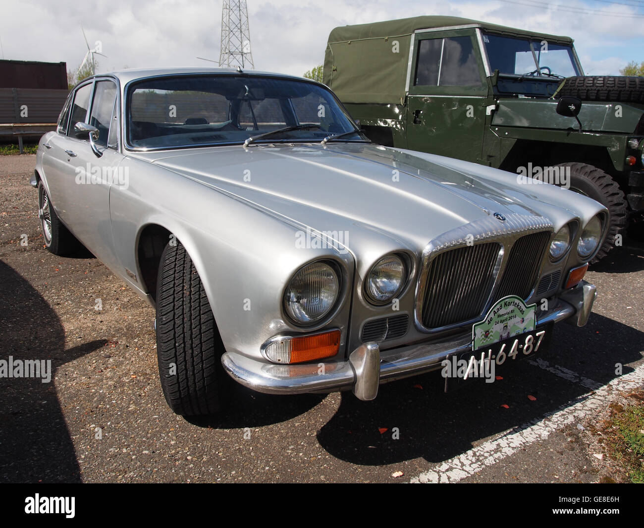 Silver 1972 Jaguar Sovereign 4,2 pic1 Stock Photo