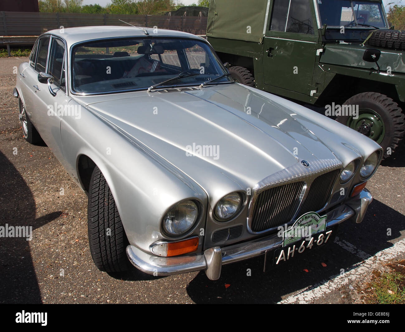 Silver 1972 Jaguar Sovereign 4,2 pic2 Stock Photo