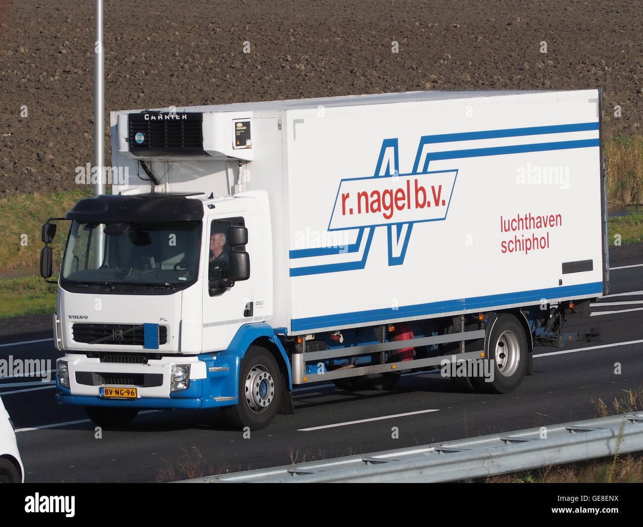 The Volvo FL, operated by R Nagel BV, is a modern, versatile truck used for transportation and logistics. This model is known for its durability and efficiency, often utilized for regional freight deliveries across Europe. Stock Photo
