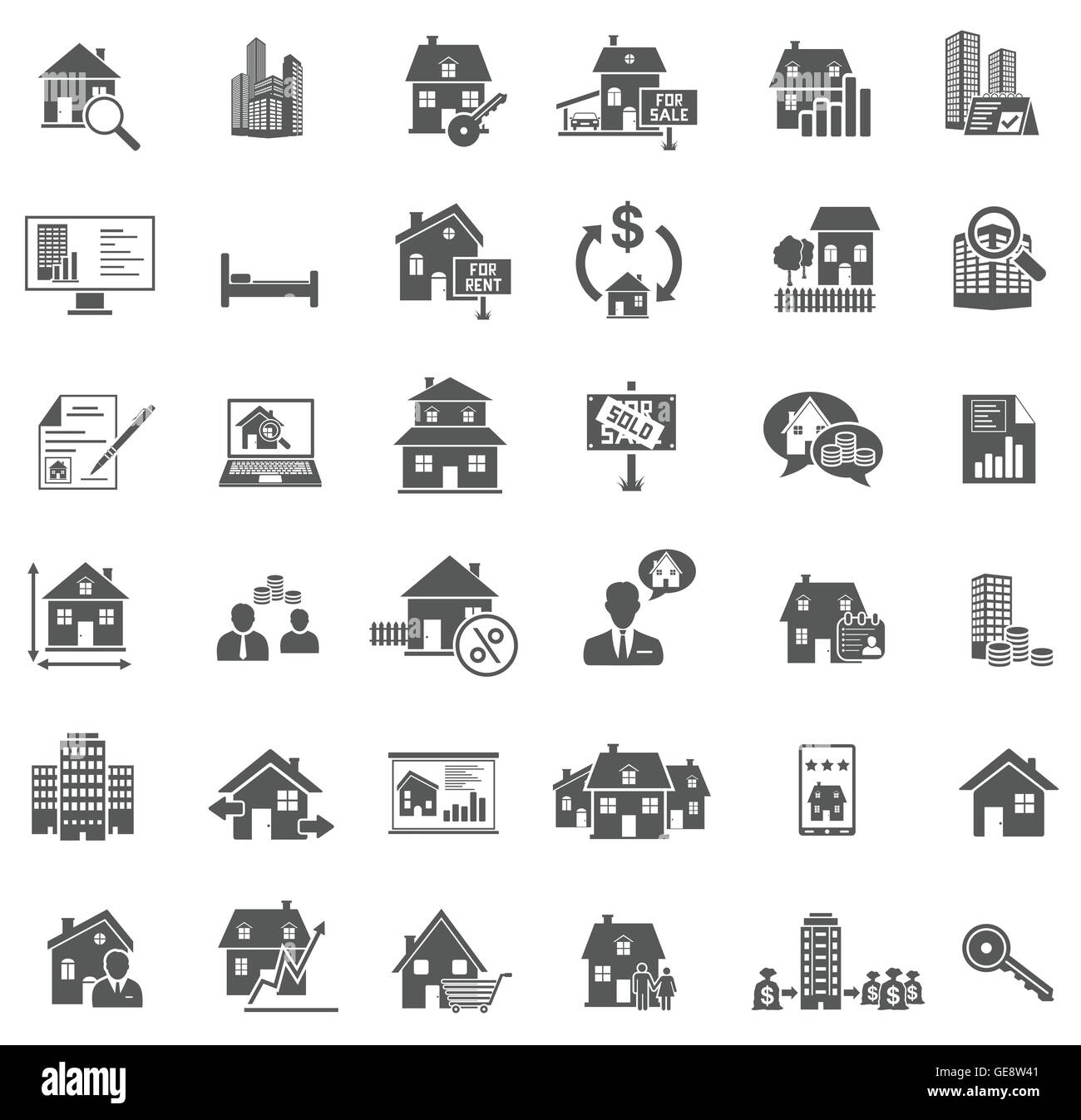 Real Estate Icons Set Stock Vector