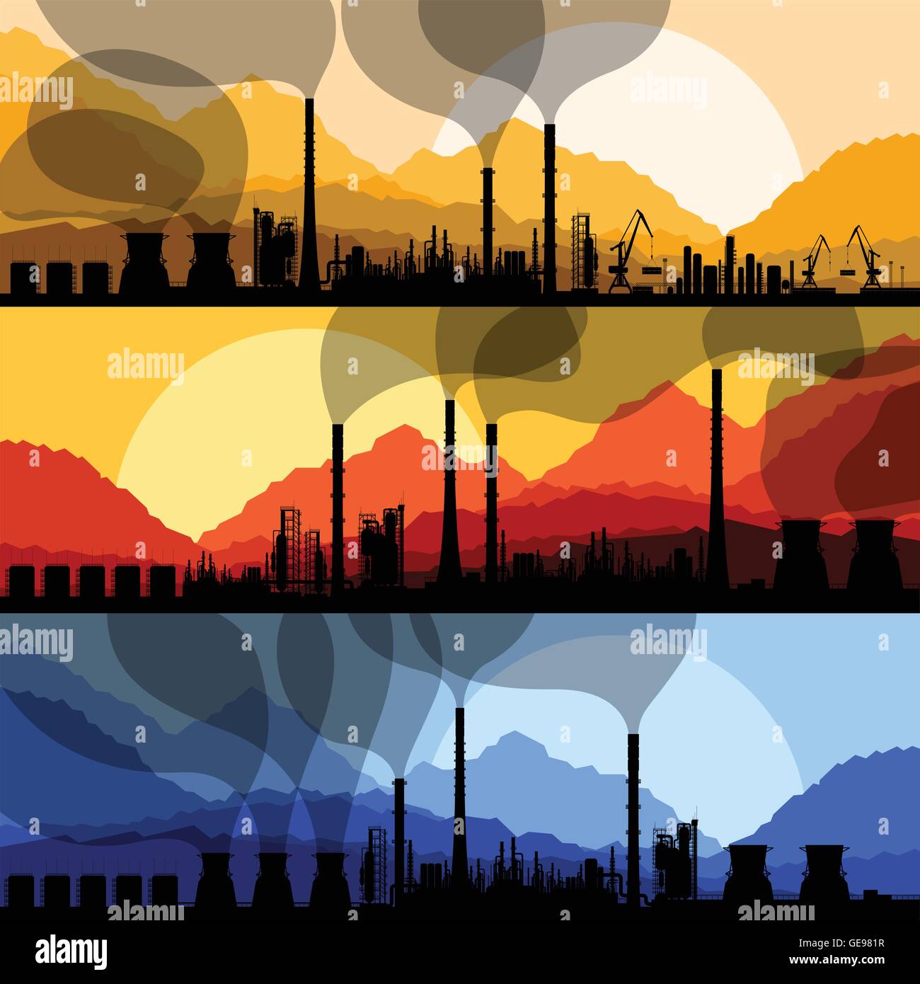 Oil refinery station background vector and harbor Stock Vector