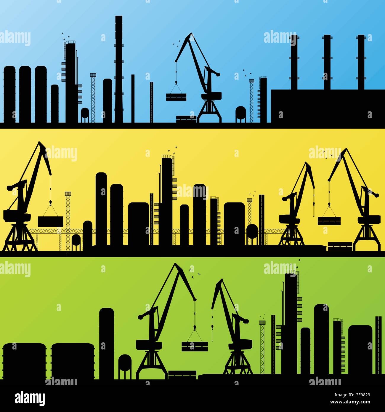 Oil refinery station background vector and harbor Stock Vector