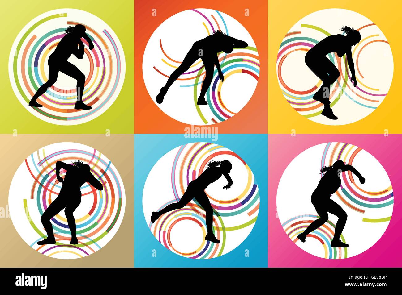 Athletic woman shot put vector background concept Stock Vector Image