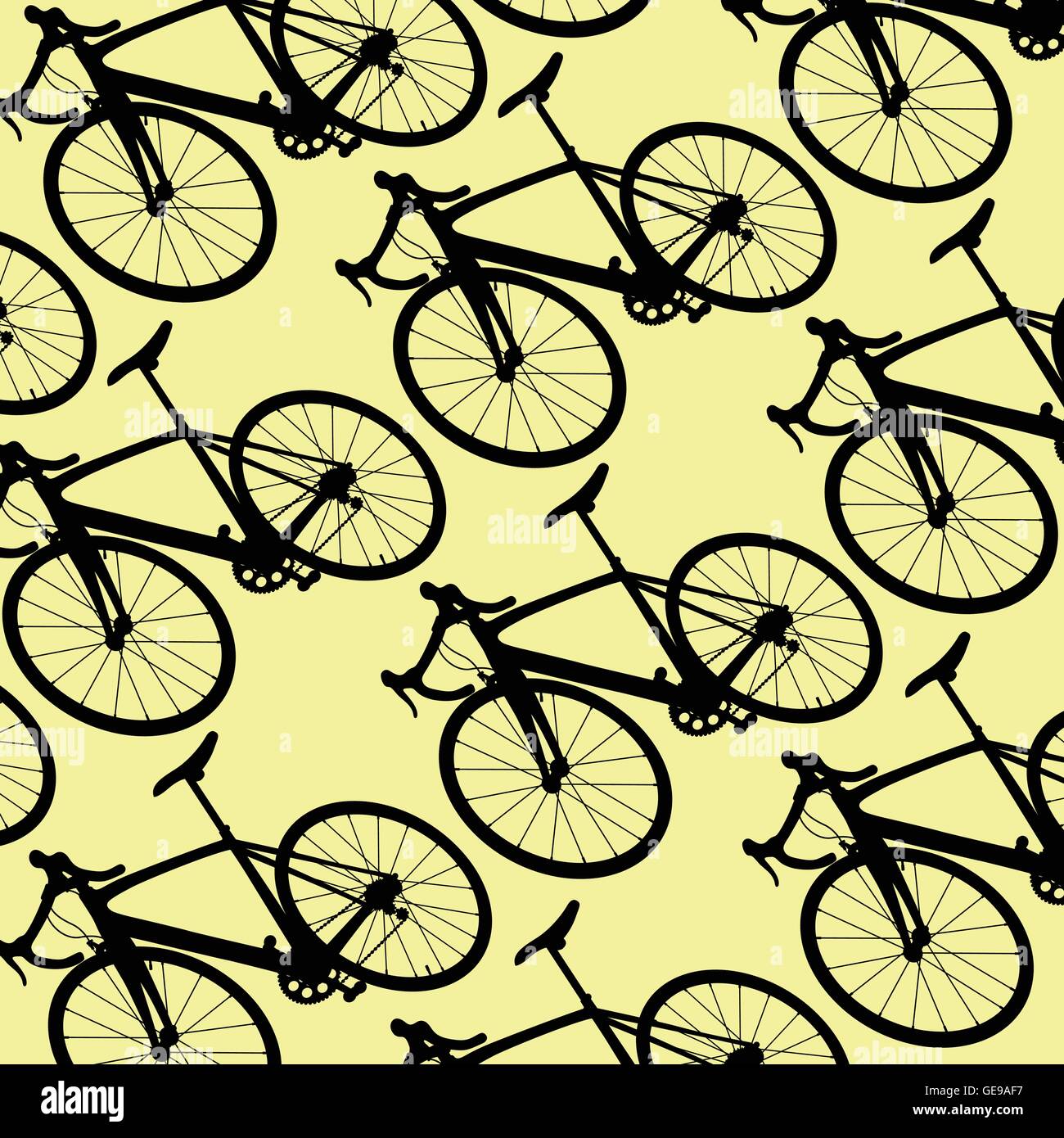Bicycle vintage retro pattern background concept yellow illustration ...
