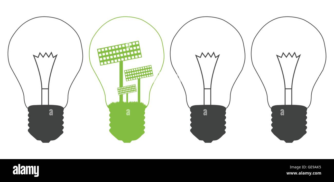 Light bulb and solar panel inside. Alternative energy concept vector ...