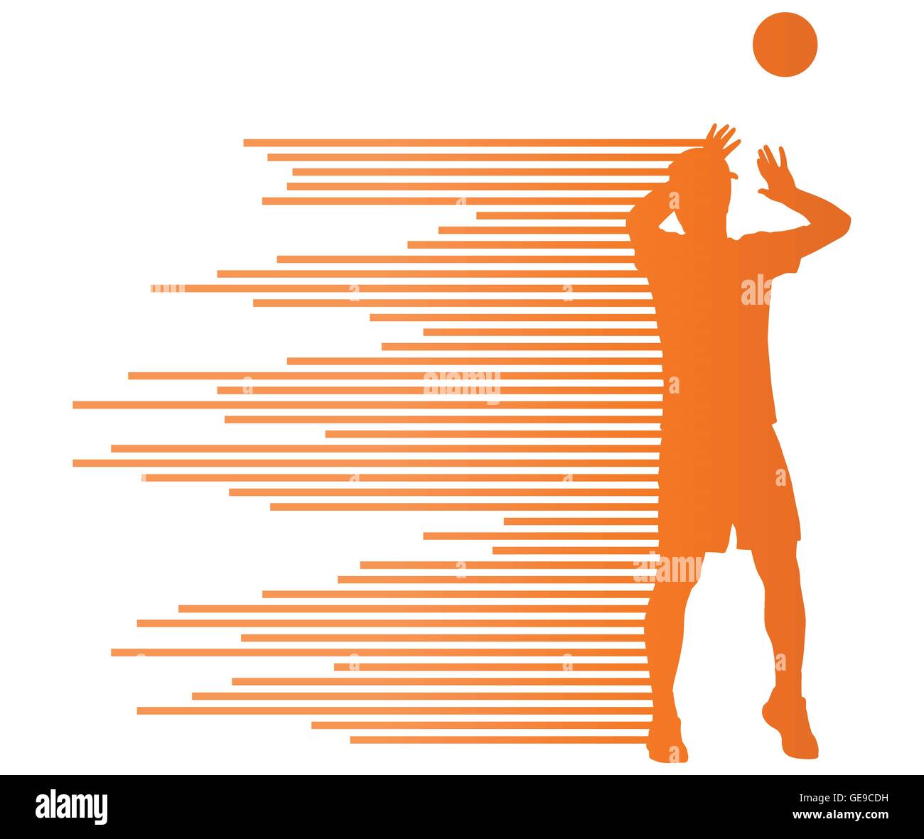 Volleyball player vector silhouette background concept made of stripes Stock Vector