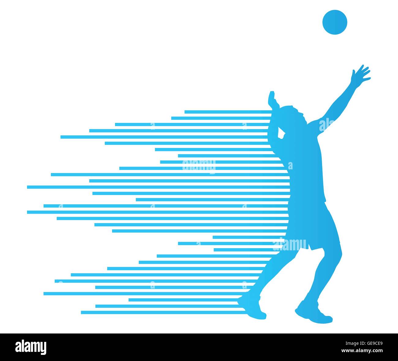 Volleyball player vector silhouette background concept made of stripes Stock Vector