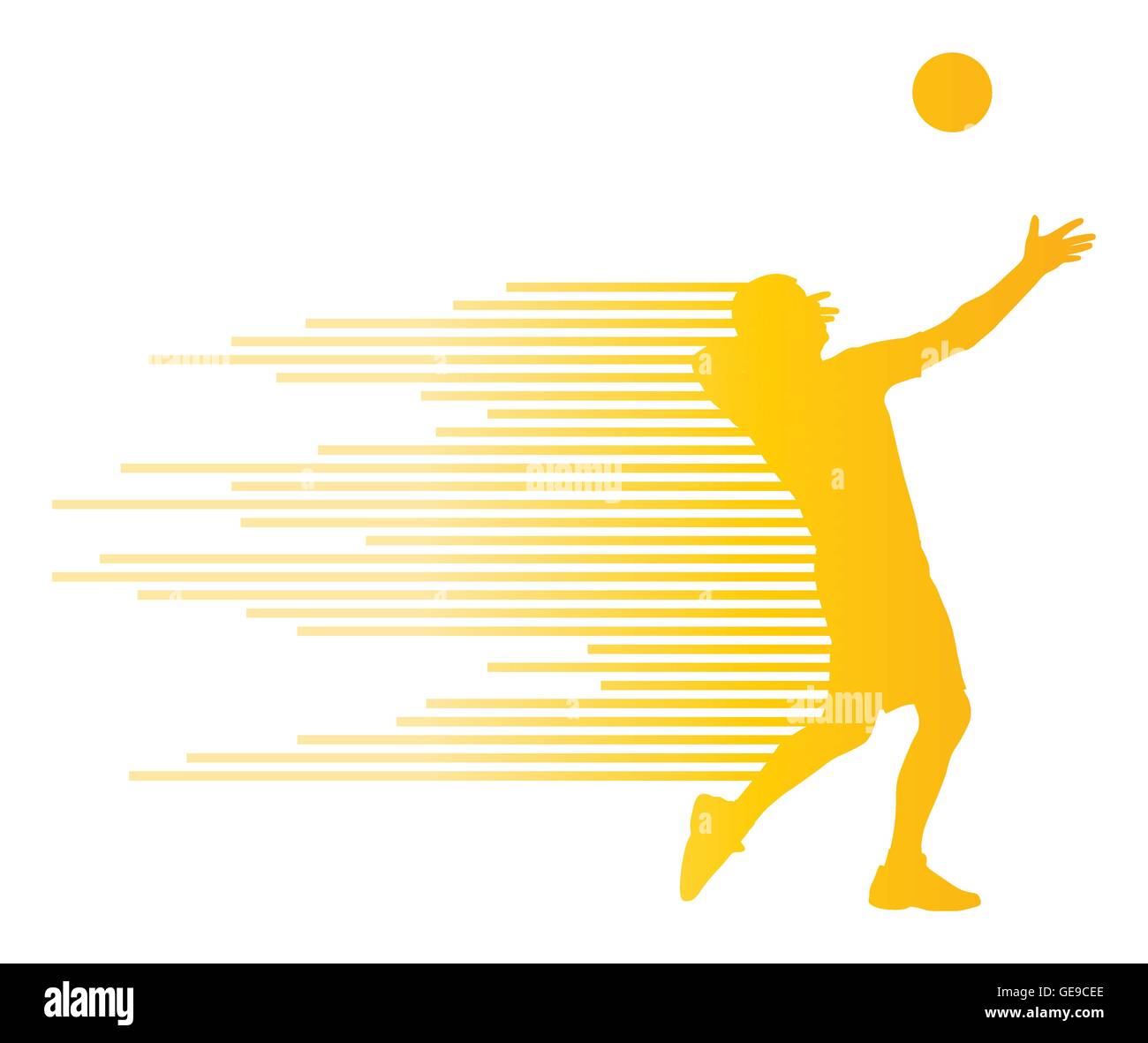 Volleyball player vector silhouette background concept made of stripes Stock Vector
