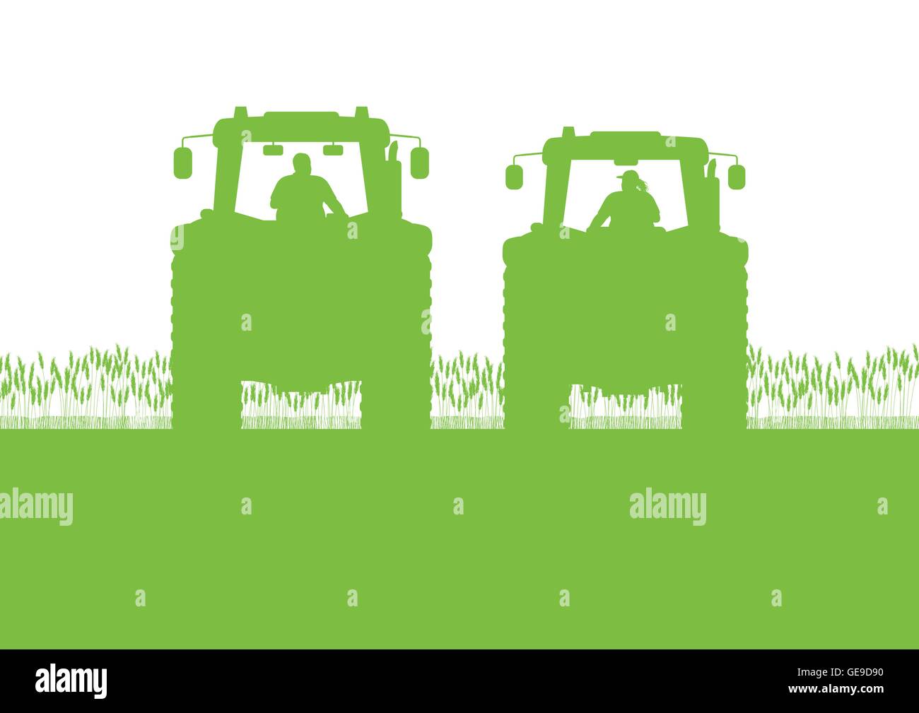 Farmer driving tractor plowing field Stock Vector Images - Alamy