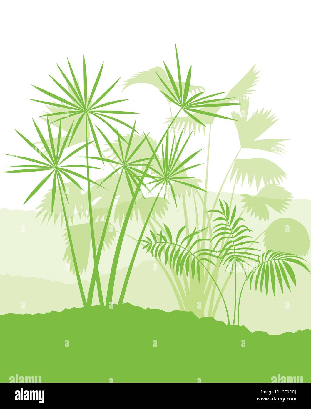 Palm tree landscape ecology environment green concept background vector ...