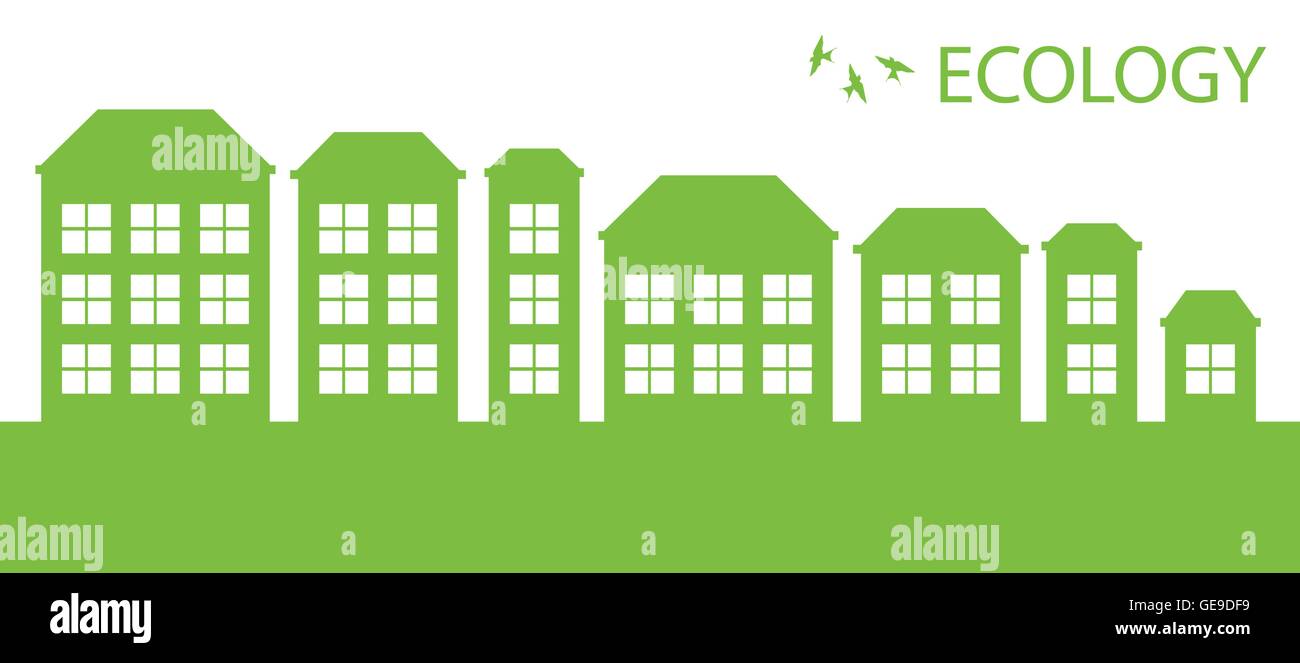 Green Eco city or village ecology vector background concept Stock ...