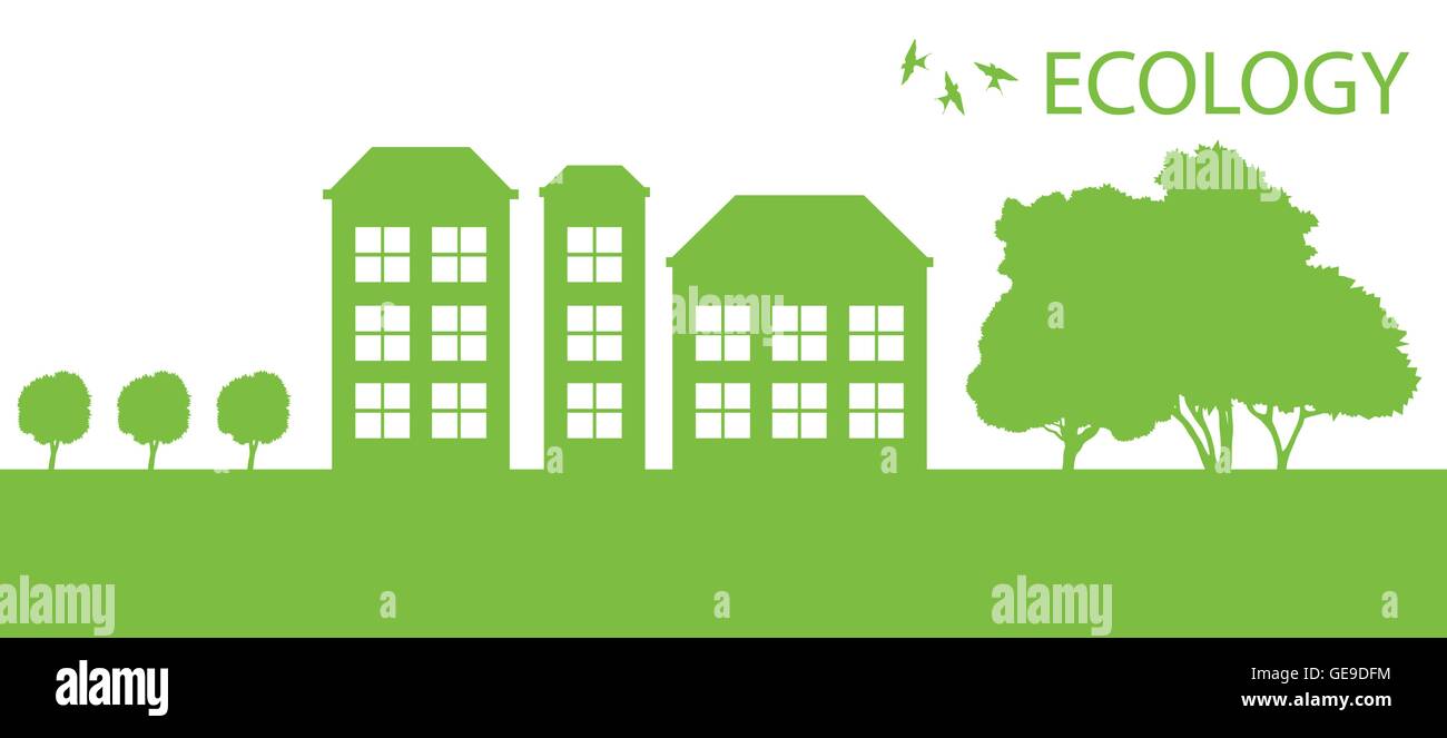 Green Eco city or village ecology vector background concept Stock ...