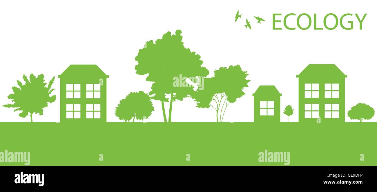 Green Eco city or village ecology vector background concept Stock ...